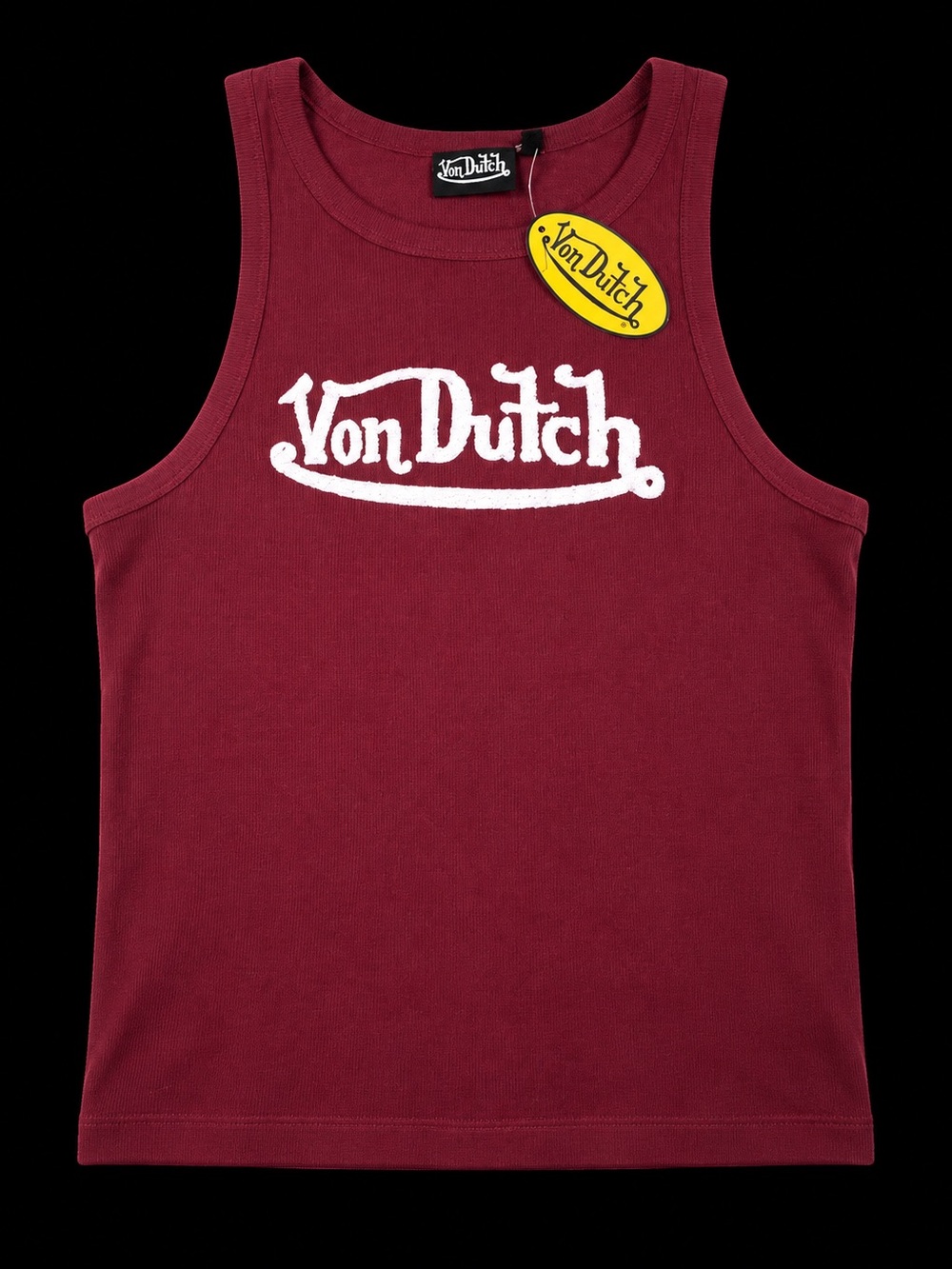 Woman Von Dutch Maroon Tank with White Logo